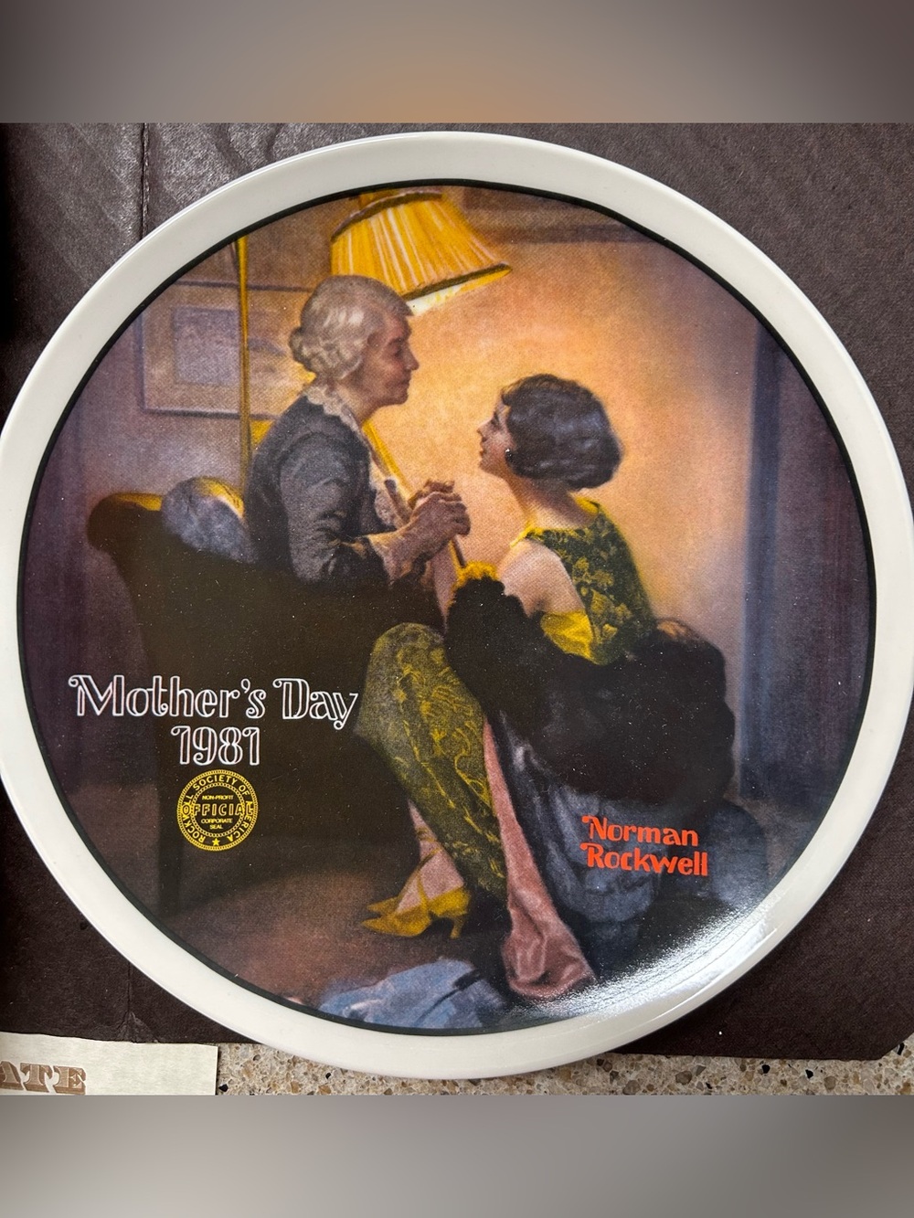 Mother’s Day Collectors Plate: a vintage 1981 Norman Rockwell "After the Party"